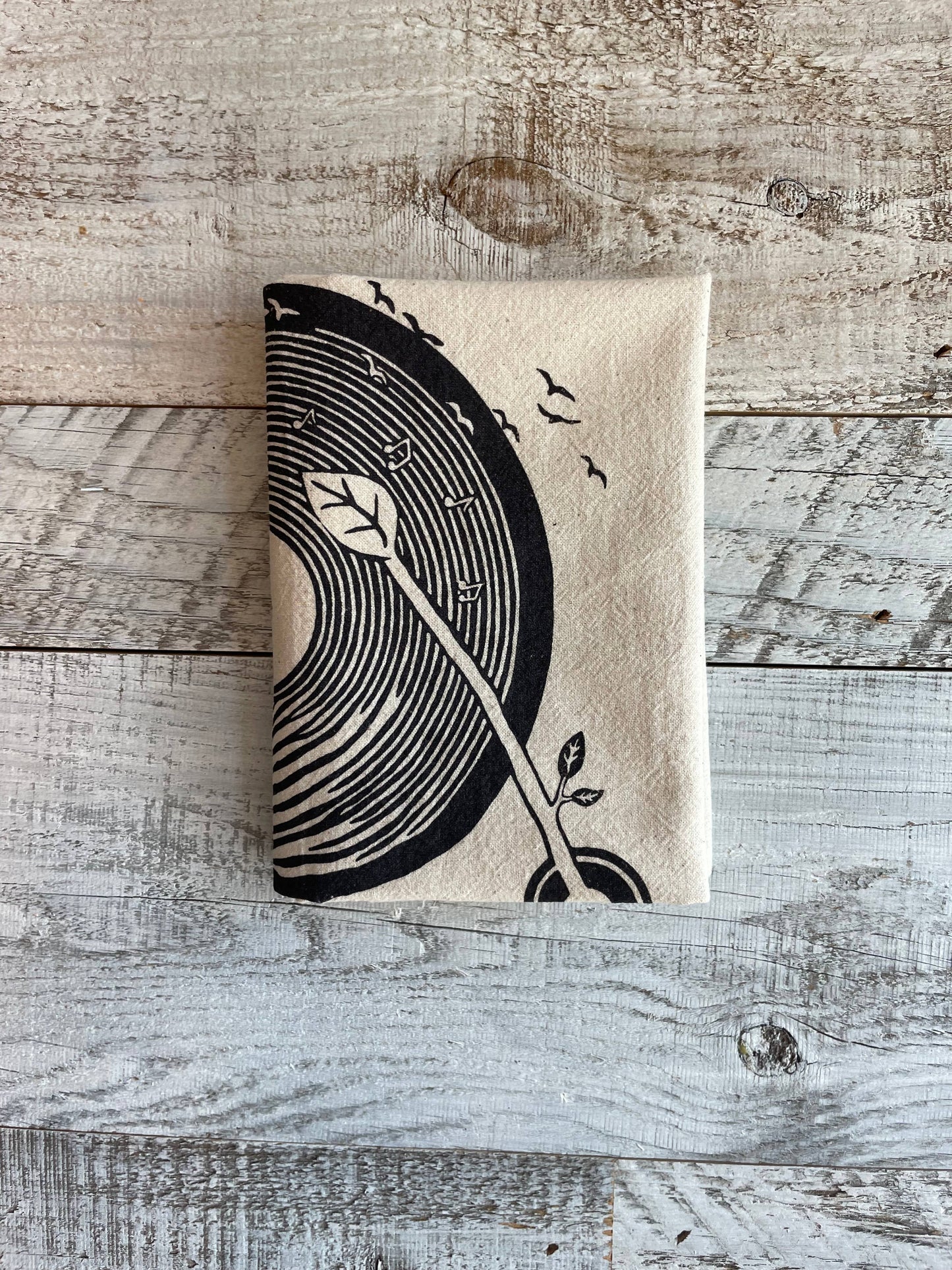 Wooden Stump Record Player Tea Towel