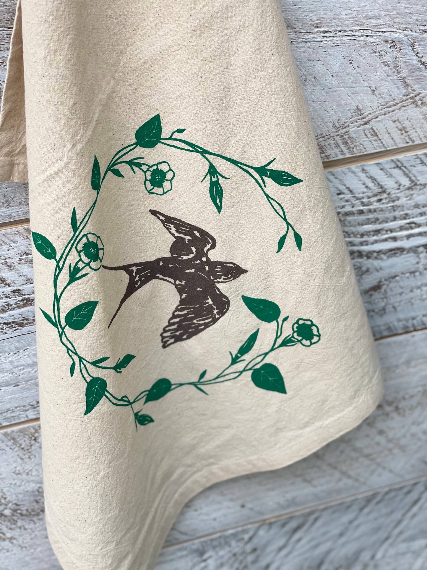 Barn Swallow Morning Glory Tea Towel