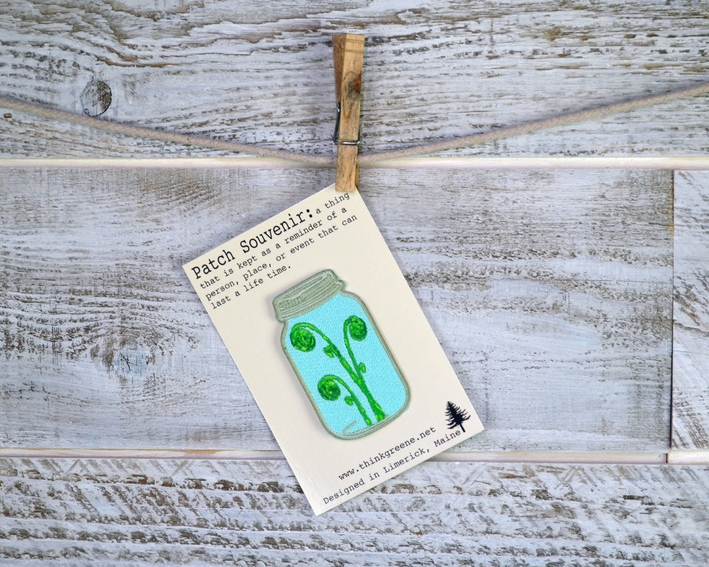 Fiddlehead in Mason Jar Embroidered Patch