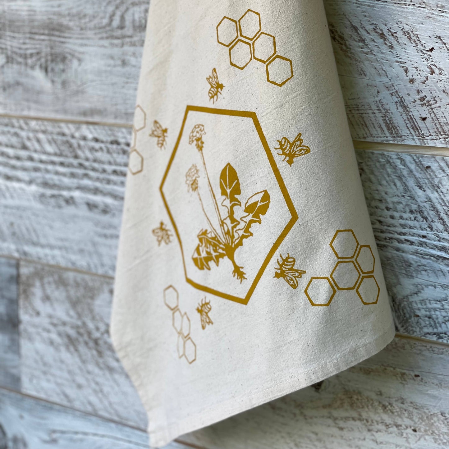Dandelion Flower Honey Bee Tea Towel