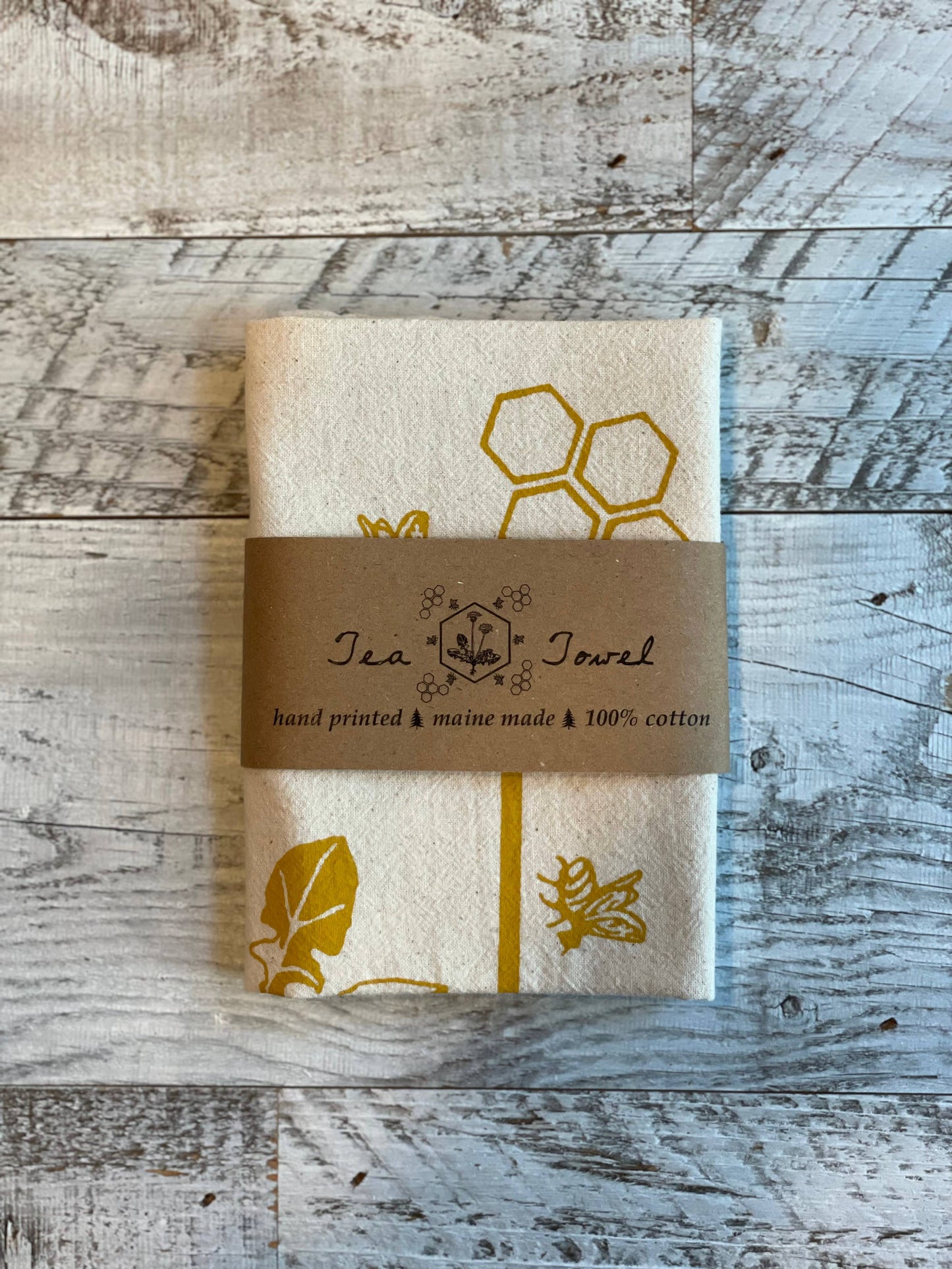 Dandelion Flower Honey Bee Tea Towel