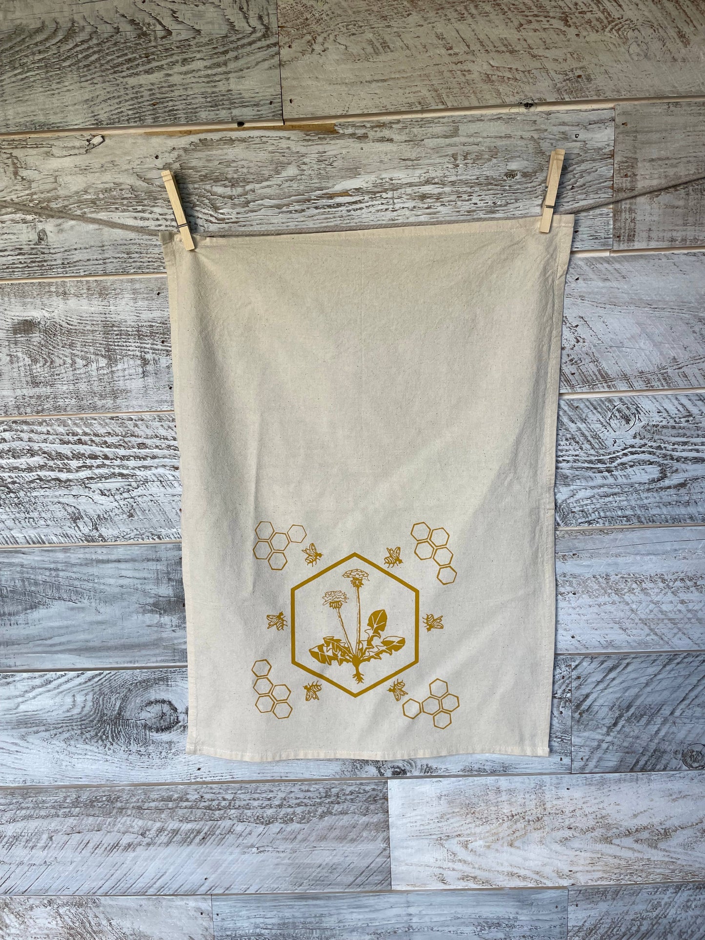 Dandelion Flower Honey Bee Tea Towel