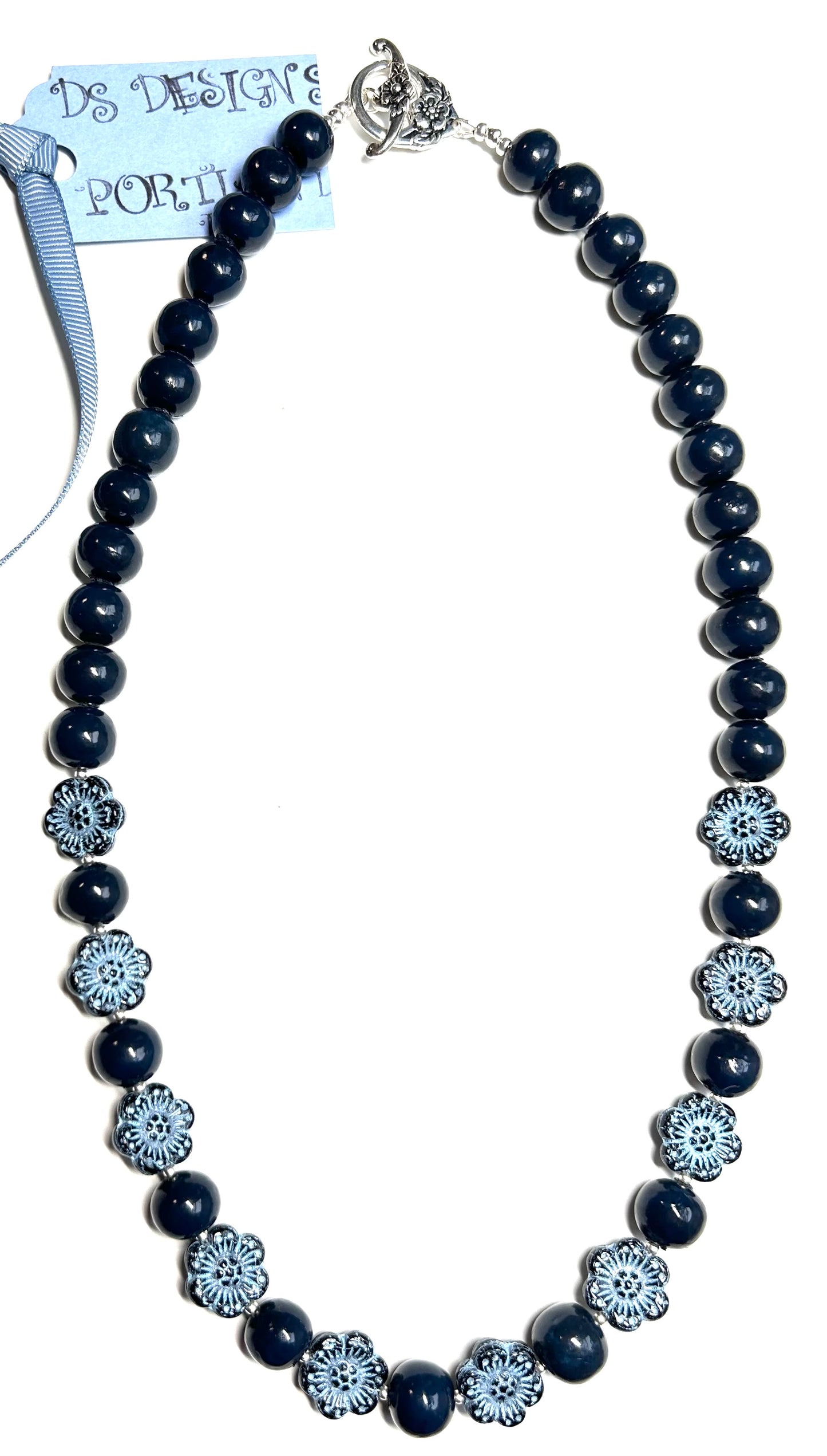 2524 Limestone coral/Czech glass blu