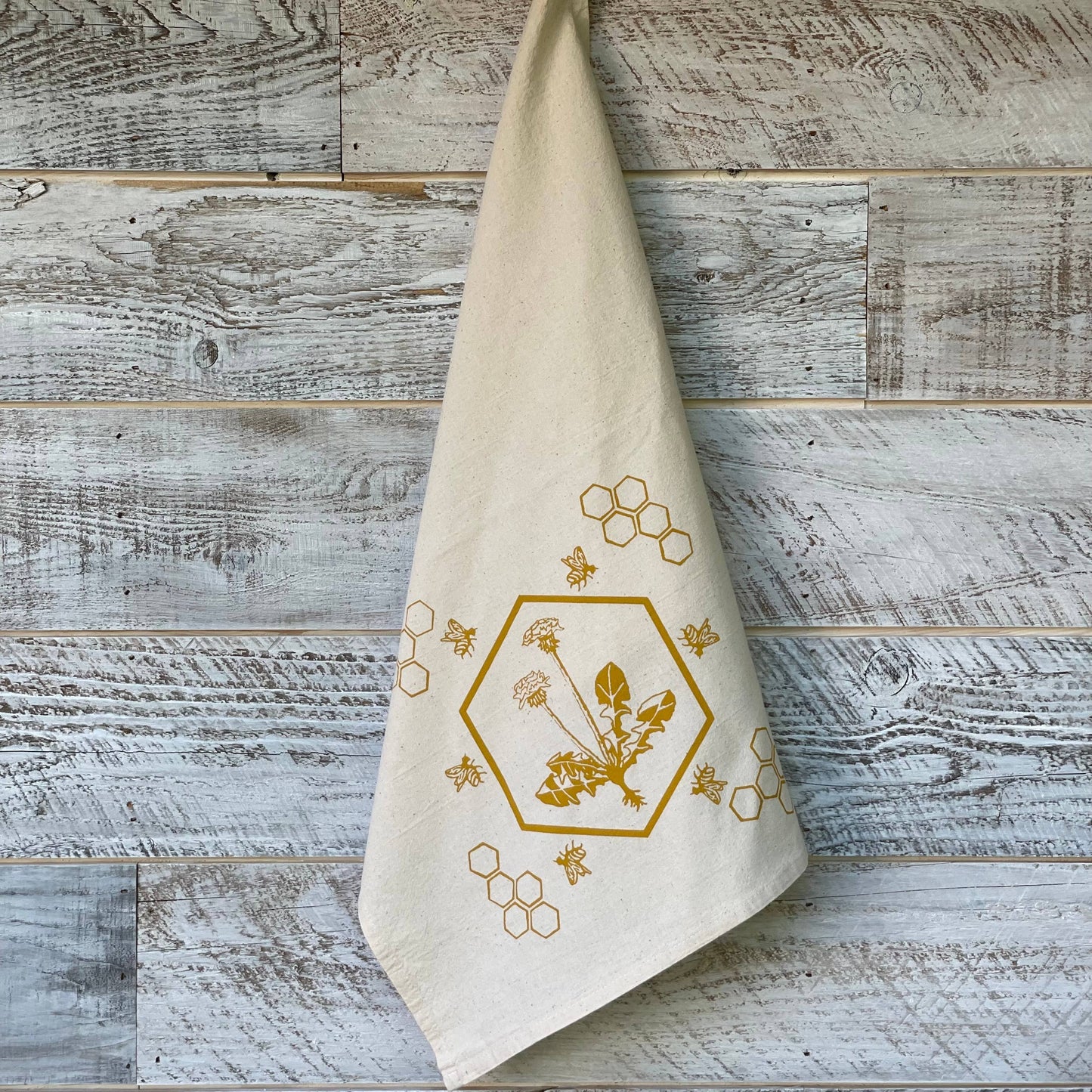 Dandelion Flower Honey Bee Tea Towel
