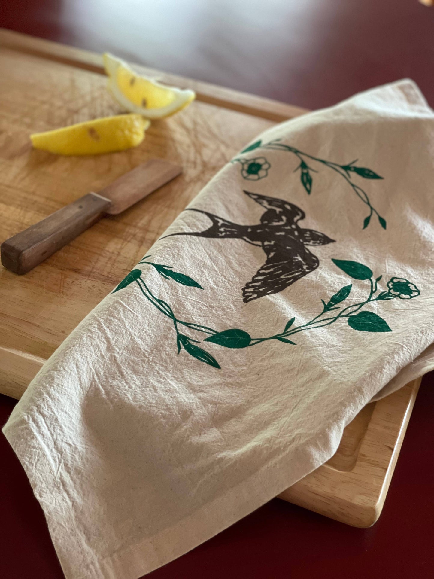Barn Swallow Morning Glory Tea Towel