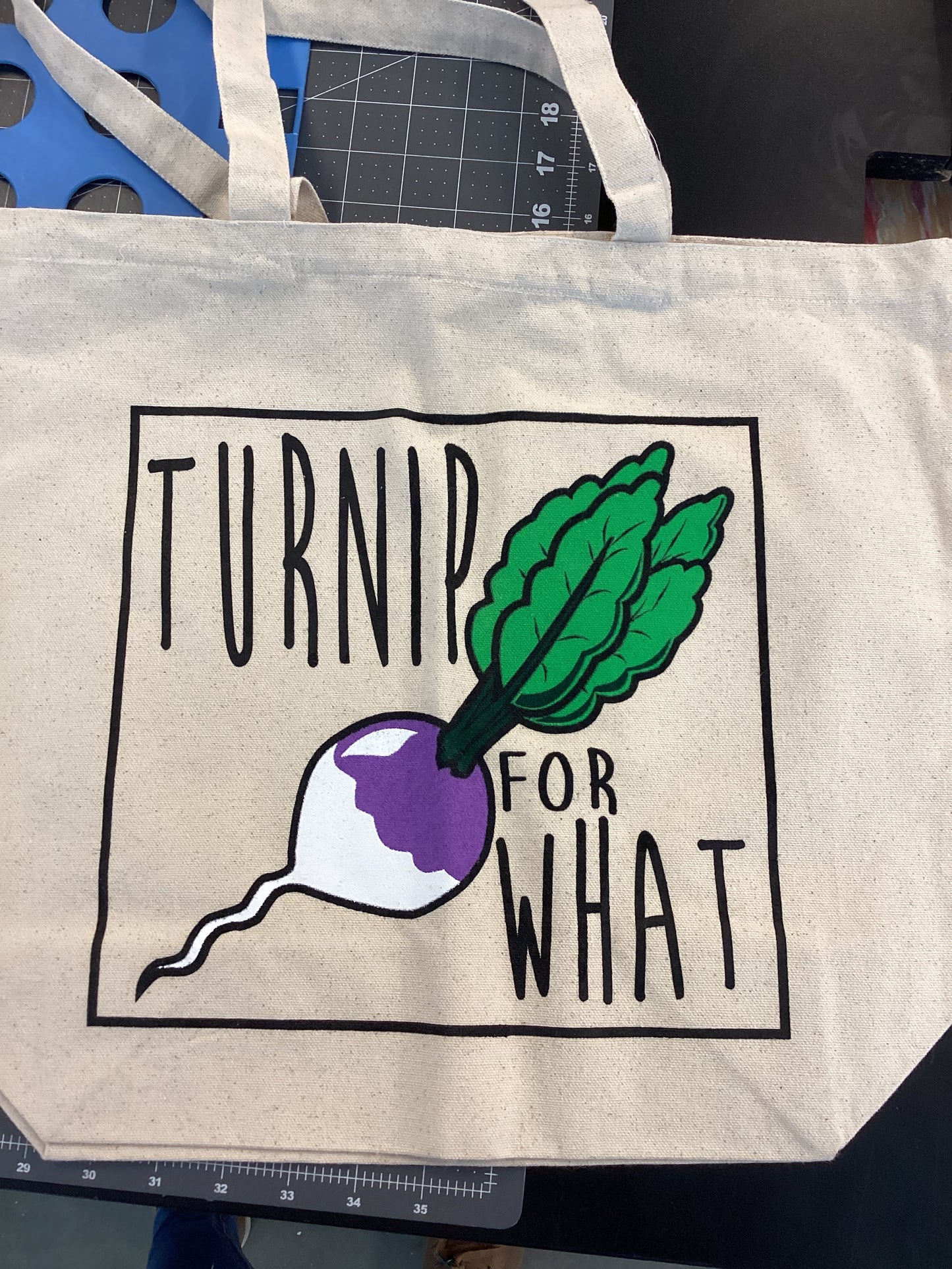 Turnip For What Screen Printed Canvas Tote by Laconica