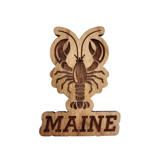Wood magnet  Engraved with Maine Lobster