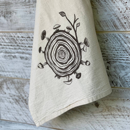 Mushroom Wood Stump Tea Towel