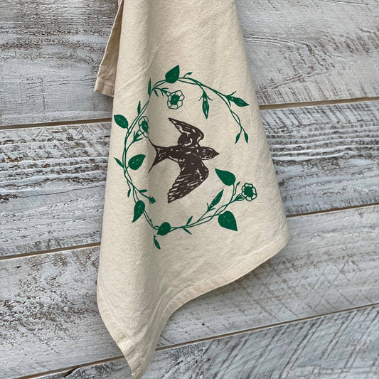 Barn Swallow Morning Glory Tea Towel