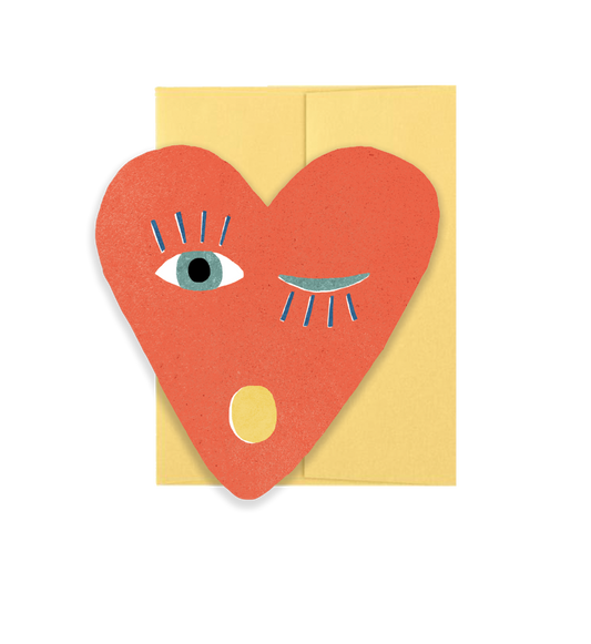 Heart Blink Gold - Die Cut Card