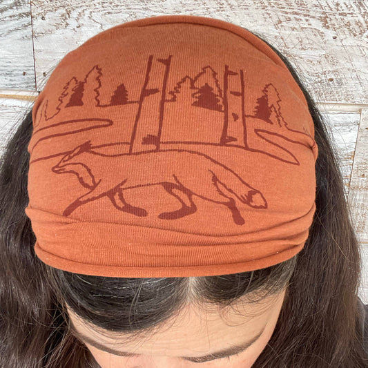 Fox and Birches Headband - Rust