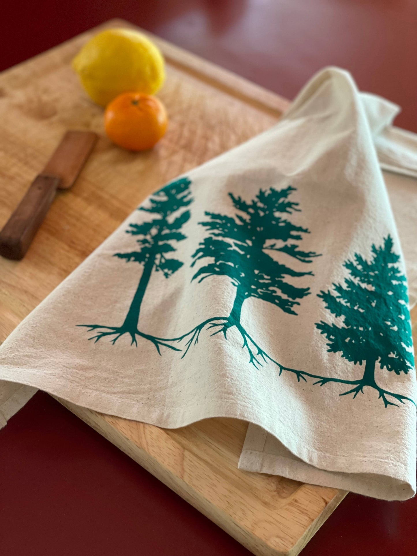 Rooted Three Trees Tea Towel