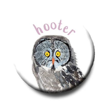 Hooter Bird Pun Pinback Button