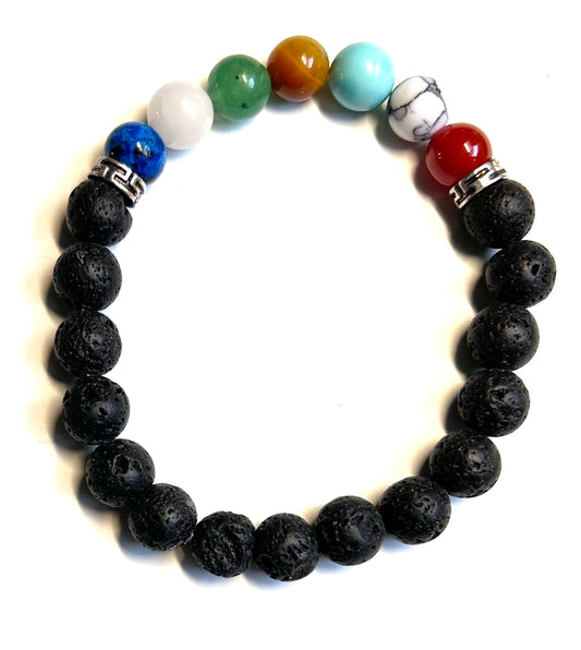 2574.   $14.  Multi stones w/bl lava