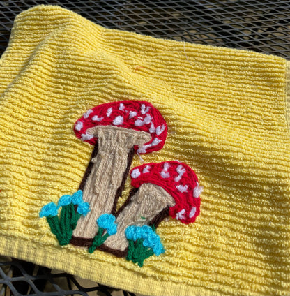 Mushroom kitchen towel, hippie tea towel, boho dish towel