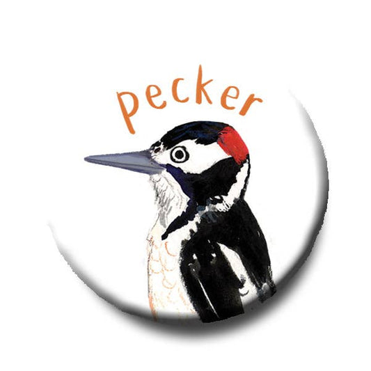 Pecker Bird Pun Pinback Button