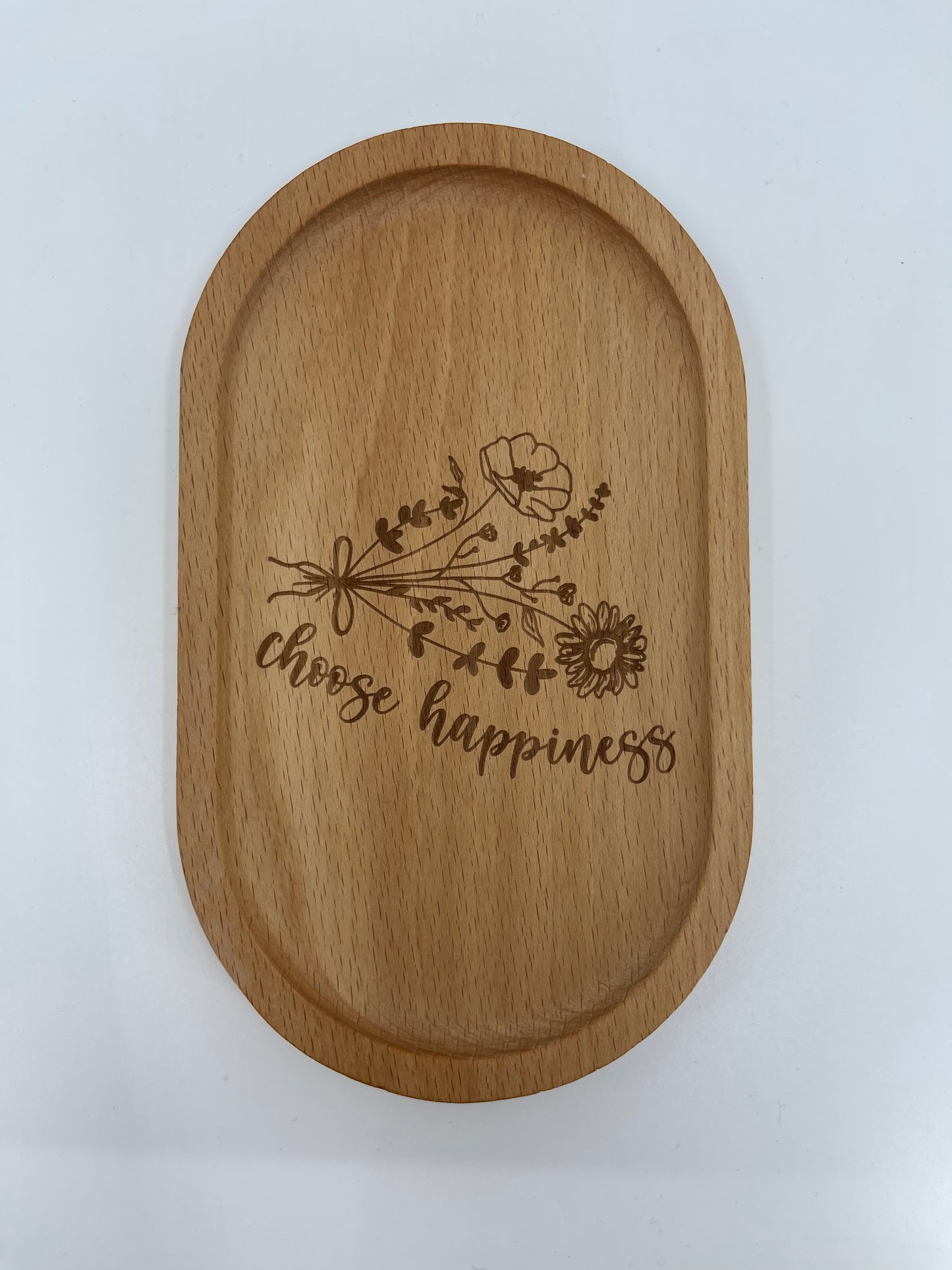Choose Happiness Wood Dish Birch