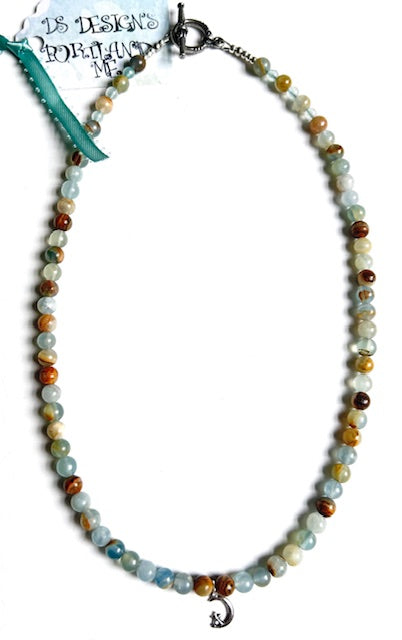 2538 Blu lace agate/SS pend