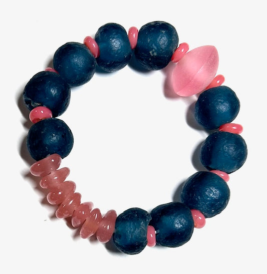 2570.  $21.   Blu recycled glass w/pink