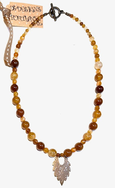 24237 Yellow agate/Vintaj pend