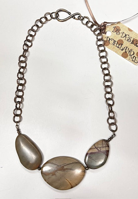 24280 Picasso Jasper gr/brass chain