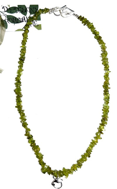 2521 Peridot chips/SS leaf