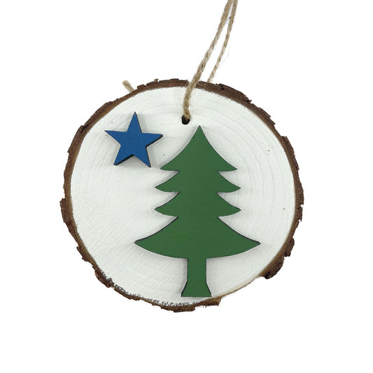 Wood Ornament / Maine Flag