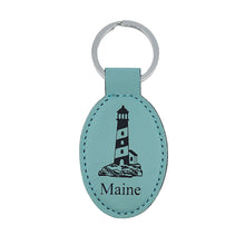 Load image into Gallery viewer, Maine Lighthouse Keychain - Teal Leather
