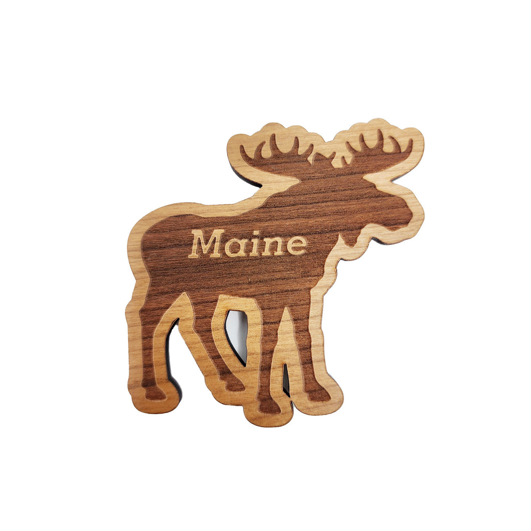 Wood Maine Moose Magnet