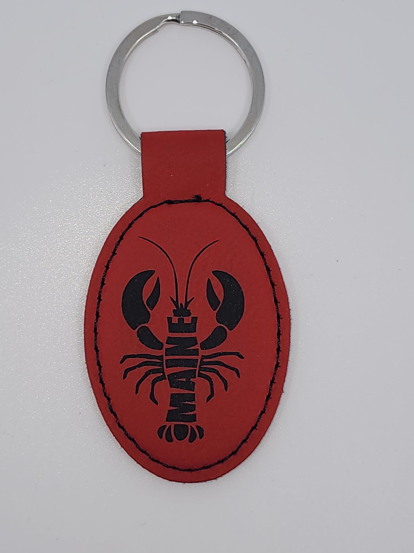Red Maine Lobster Leather Keychain